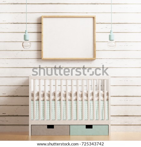 Nursery frame mockup. 3d rendering.