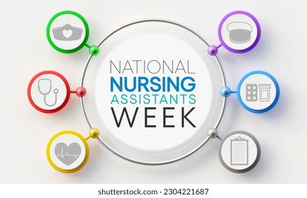 Nursing assistants week is observed every year in June, The main role of a CNA is to provide basic care to patients and help them with daily activities. 3D Rendering - Powered by Shutterstock