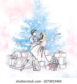 Nutcracker Ballet Christmas Tree Card