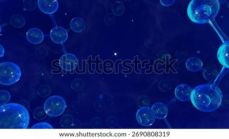 Nutrient molecules glowing in the deep blue sea, representing deep absorption and nourishment in skincare lotion, symbolizing hydration and inner radiance.