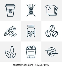 Nutrition icons line style set with gluten free, coffee bean, restaurant and other nut creamy elements. Isolated  illustration nutrition icons.