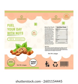 Nuts Pouch packaging Design, Nuts Label Design