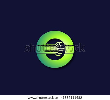 O Alphabet Technology Data Circuit Logo Design Company Concept