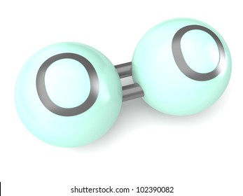 O2 Molecule  3d Model On The White Background