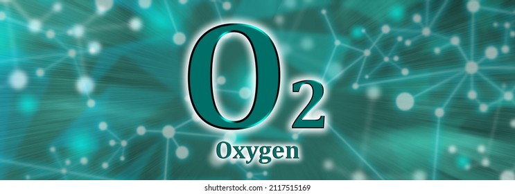 O2 Symbol. Oxygen Molecule On Green Network Background