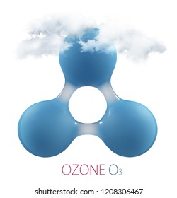 O3 Ozone 3d Molecule Isolated On White