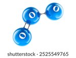 O3 ozone, molecule. Blue color, 3D rendering isolated on white background