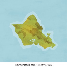 oahu honolulu hawaii island topographical map top view chart