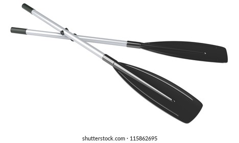 Oars Isolated At White Background. 3d Render Illustration