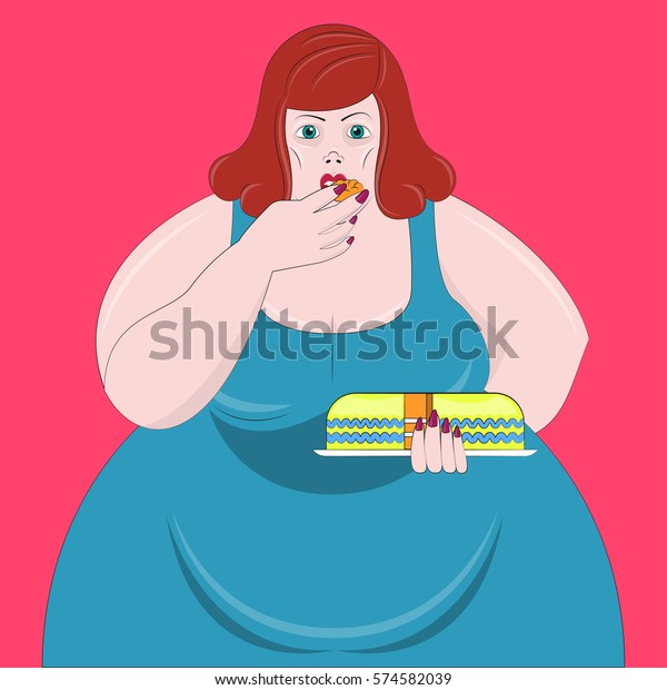 Obesity Woman Illustration Comics Style Fat Stock Illustration ...