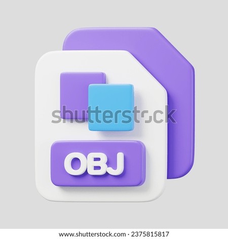 OBJ file document. File type icon. Files format and document concept. 3d Render illustration.