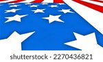 Oblique look at the flag the USA. White stars receding into the distance on a blue background. Nice picture for american political or patriotic articles. 3d rendering.
