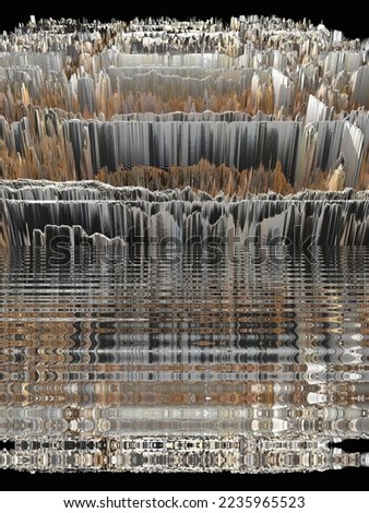 oblique view on irregular grid pattern in grey and copper colours as 3d illustration
