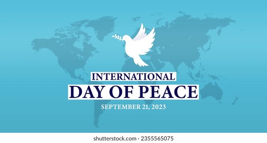 Observing the International Day of Peace 2023, World Map with peace symbol, Dove - Peace and Harmony. Stock Illustration - Powered by Shutterstock