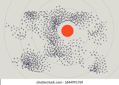 Obstacle Avoidance Behaviour. Crowd Of People Behaviour. Flocking Boids Simulation. Artificial Life Model. Swarm Formation. Group Of Boids.