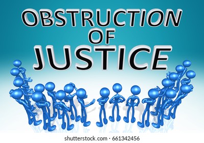 Obstruction Of Justice With A Crowd Of The Original 3D Characters Illustration