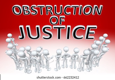 Obstruction Of Justice With A Crowd Of The Original 3D Characters Illustration
