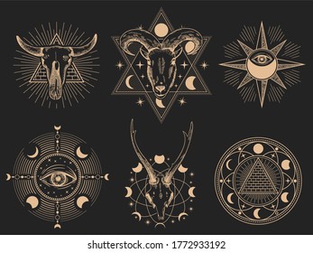 Occult Symbols Illustration Set Occult Magic Stock Illustration ...