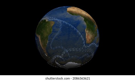 Ocean Circulation On Entire Globe. 3d Illustration. Elements Of This Image Furnished By NASA