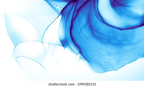 Ocean Fluid. Dark Modern Illustration. Cobalt Galactic Print. Navy Suminagashi Background. Ocean Fluid. Indigo Blue Background. Ethereal Sea. Liquid Watercolor Alcohol Ink. 