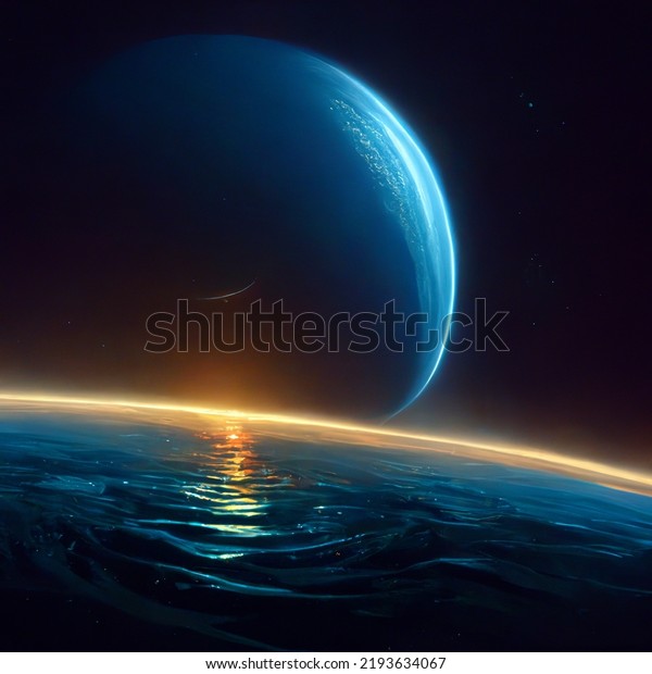 Ocean Planet from space blue\
planet milky way universe cosmo earth world atmosphere galaxy\
sunset