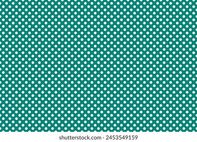 Ocean or Viridian or green seamless pattern with white dots Ilustrasi Stok