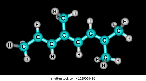 Ocimenes are a group of isomeric hydrocarbons. 3d illustration