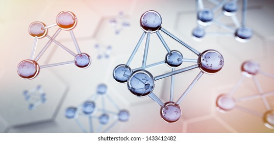 Octahedron Glass Molecule Structure Visualization - 3D Illustration