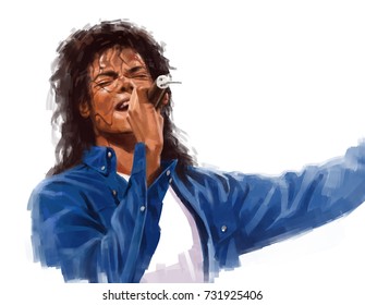 October 11, 2017: Michael Jackson, Man In The Mirror Live Performance, Digital Painting Illustration