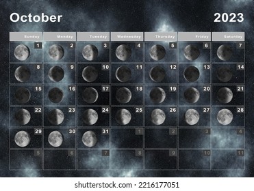 October 2023 Lunar Calendar Moon Cycles Stock Illustration 2216177051 