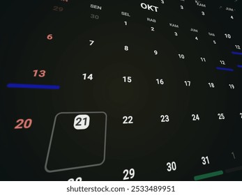 October 2024 Calendar. Yearly desk month calendar page isolated on black background  - Powered by Shutterstock