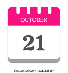 October 21 Calendar Flat Icon