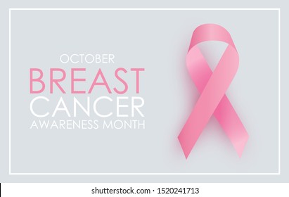 October Breast Cancer Awareness Month Concept Background. Pink Ribbon Sign. illustration  - Powered by Shutterstock