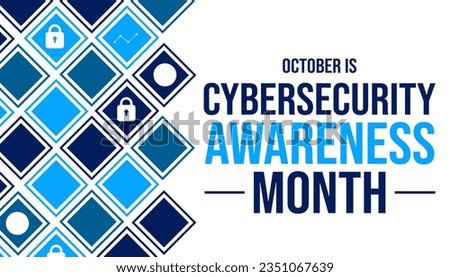 October is Cybersecurity awareness month, background design wallpaper with lock and typography on the side. Stockfoto © 