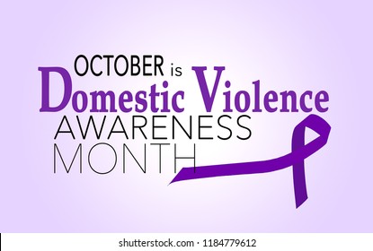 October is domestic violence awareness month, background with purple ribbon.