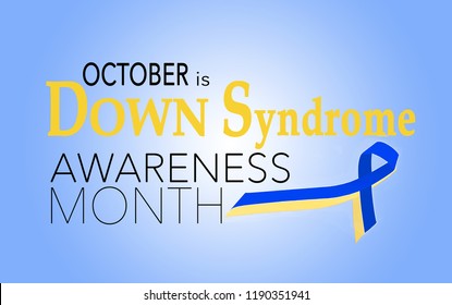 October is Down syndrome awareness month, background with yellow and blue ribbon - Powered by Shutterstock