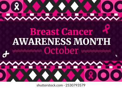 October is observed to spread awareness about breast cancer, design with ribbon and text - Powered by Shutterstock