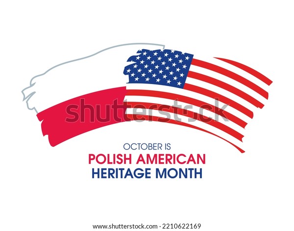 October is Polish American\
Heritage Month illustration. Abstract grunge paintbrush Polish and\
American Flag icon isolated on a white background. Important\
day