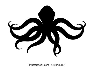 Octopus Black Silhouette Illustration Isolated On Stock Illustration ...