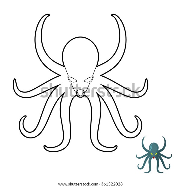Octopus Coloring Book Cthulhu Kraken Underwater Stock