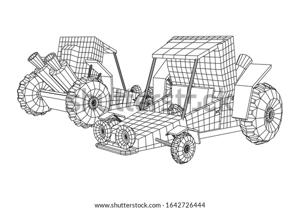 Off road dune buggy car. Terrain vehicle.\
Outdoor car racing, extreme sport oncept. Wireframe low poly mesh\
3d render\
illustration