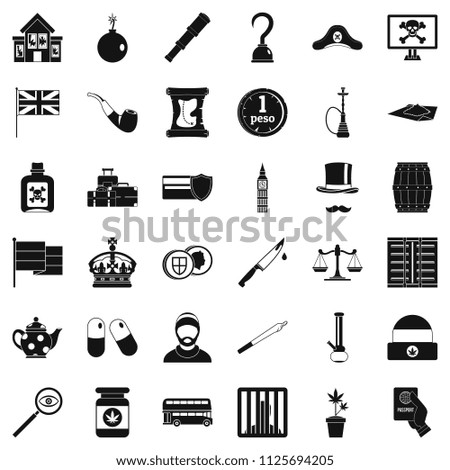 Offence icons set. Simple set of 36 offence icons for web isolated on white background