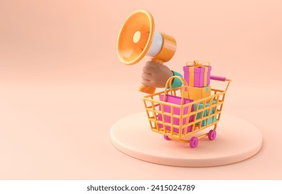 Offers Announcement with Megaphone. 3D Illustration - Powered by Shutterstock