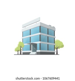 Office Building Cartoon Style Illustration Isolated Stock Vector ...