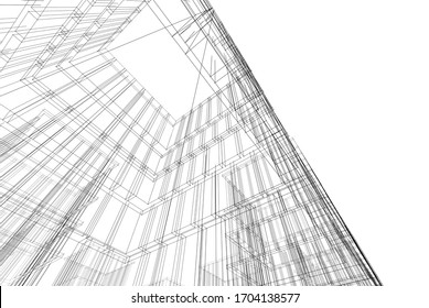 Office buildings architectural 3d illustration