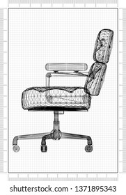 Office Chair Architect Blueprint - 3D Renderings