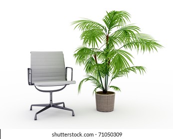office chair and a flower
