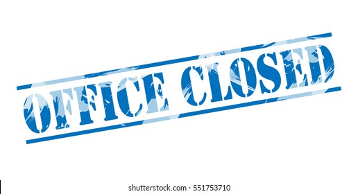 Office Closed Blue Stamp On White Background.