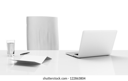 Office Desk Isolated On A White Background