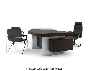 Office furniture set isolated on white background